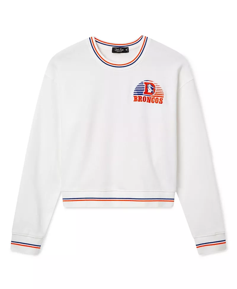 Junk Food Clothing Women's Denver Broncos Cropped Striped Rib Fleece