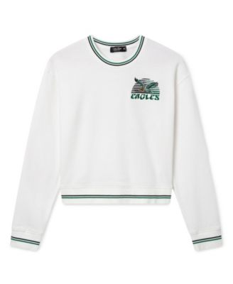Junk Food Clothing Women's Philadelphia Eagles Cropped Striped Rib Fleece