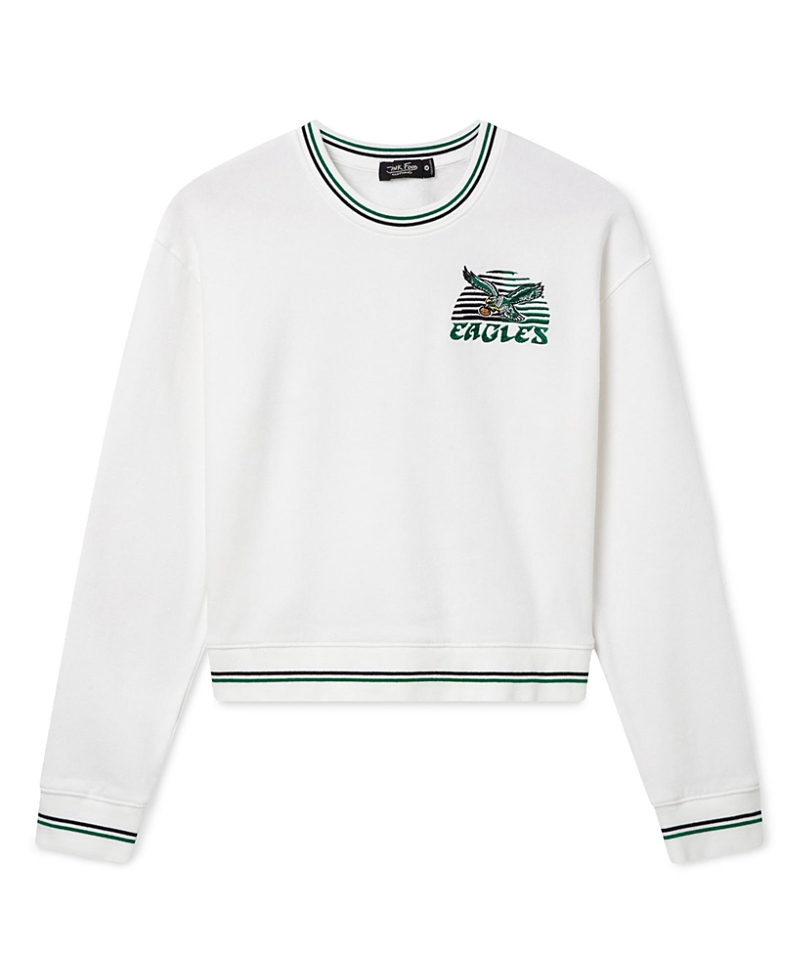 Junk Food Clothing Women's Philadelphia Eagles Cropped Striped Rib Fleece