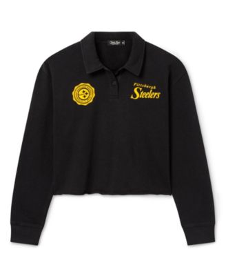 Junk Food Clothing Women's Pittsburgh Steelers Polo Crop Fleece