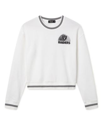 Junk Food Clothing Women's Las Vegas Raiders Cropped Striped Rib Fleece