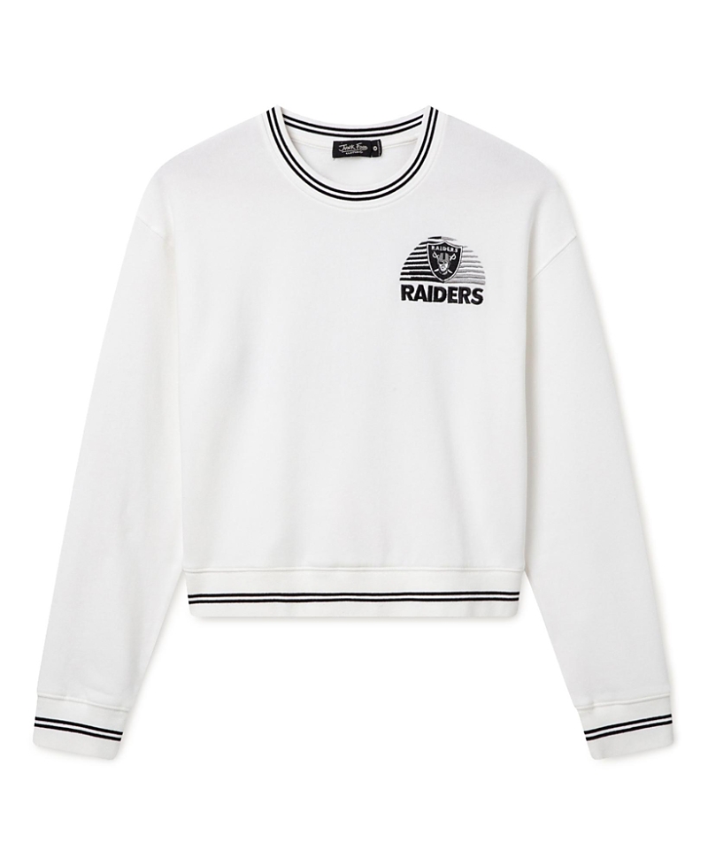 Junk Food Clothing Women's Las Vegas Raiders Cropped Striped Rib Fleece