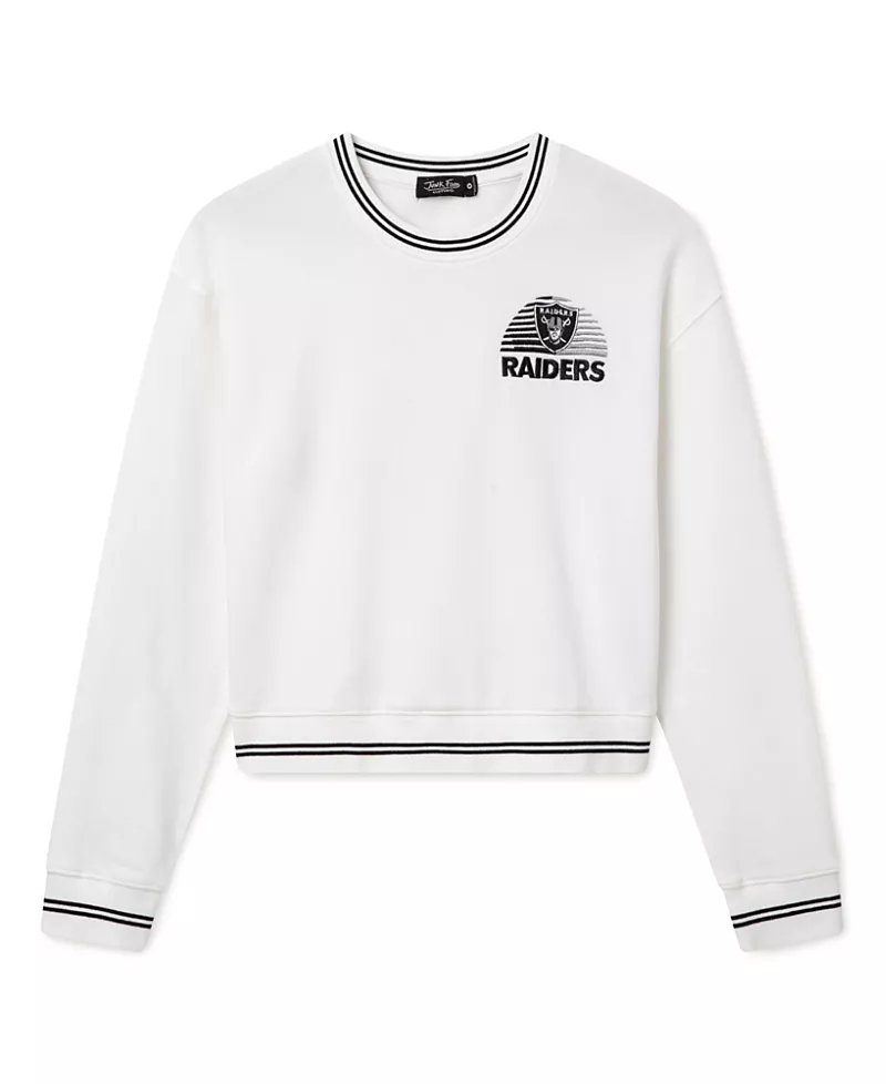 Junk Food Clothing Women's Las Vegas Raiders Cropped Striped Rib Fleece