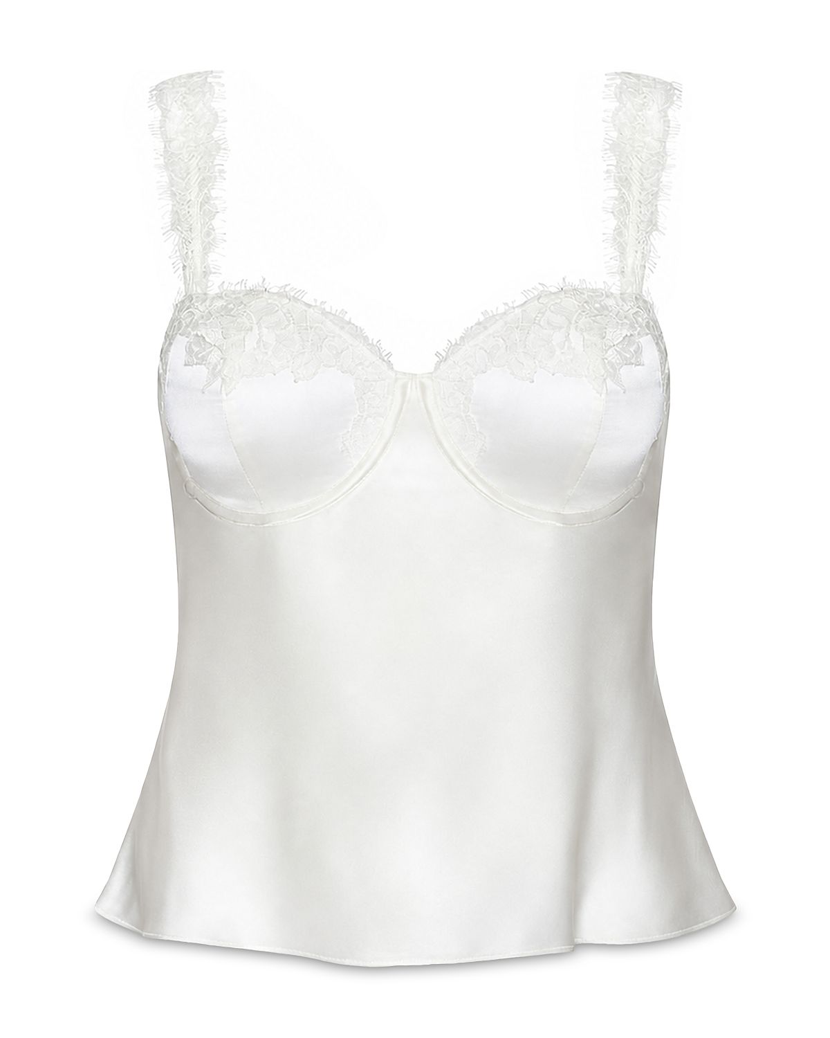 L'Agence Soleia Silk Lace Trim Camisole Top