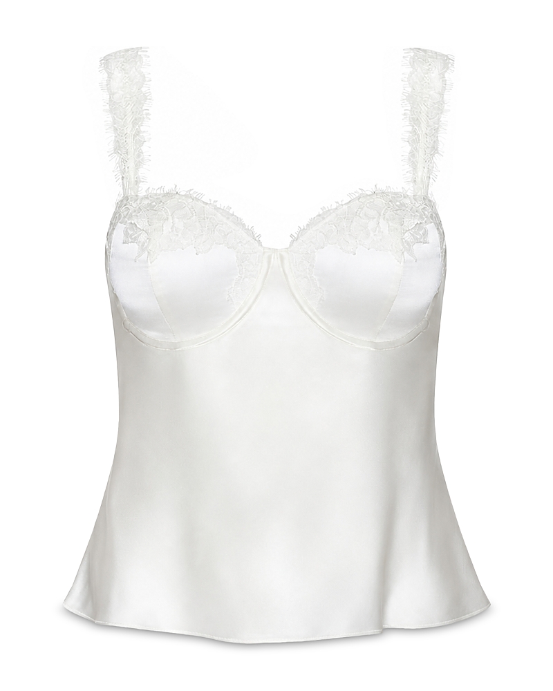 L'Agence Soleia Silk Lace Trim Camisole Top