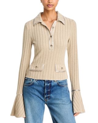 Remi Ribbed Button Placket Top