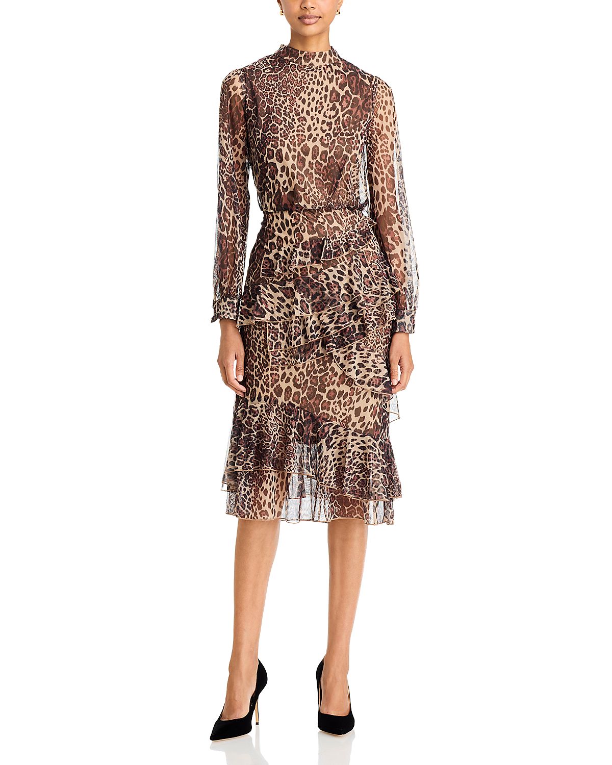 Area Stars Jayla Leopard Print Tiered Ruffle Dress