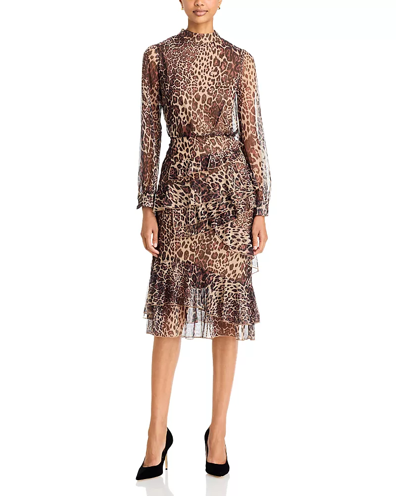 Area Stars Jayla Leopard Print Tiered Ruffle Dress