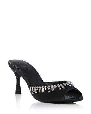 Women's Embellished Satin Mules - Exclusive