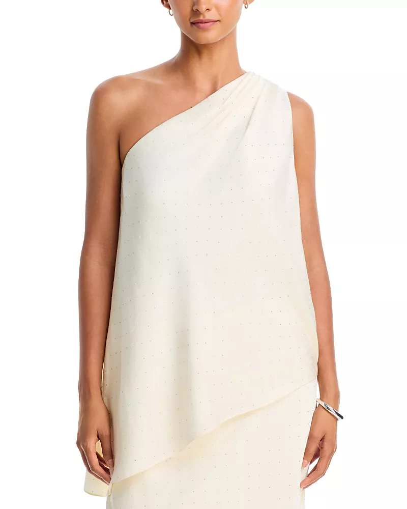 Milly Kim One Shoulder Studded Top
