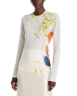 Jason Wu Collection Shadow Floral Merino Wool Crewneck Sweater