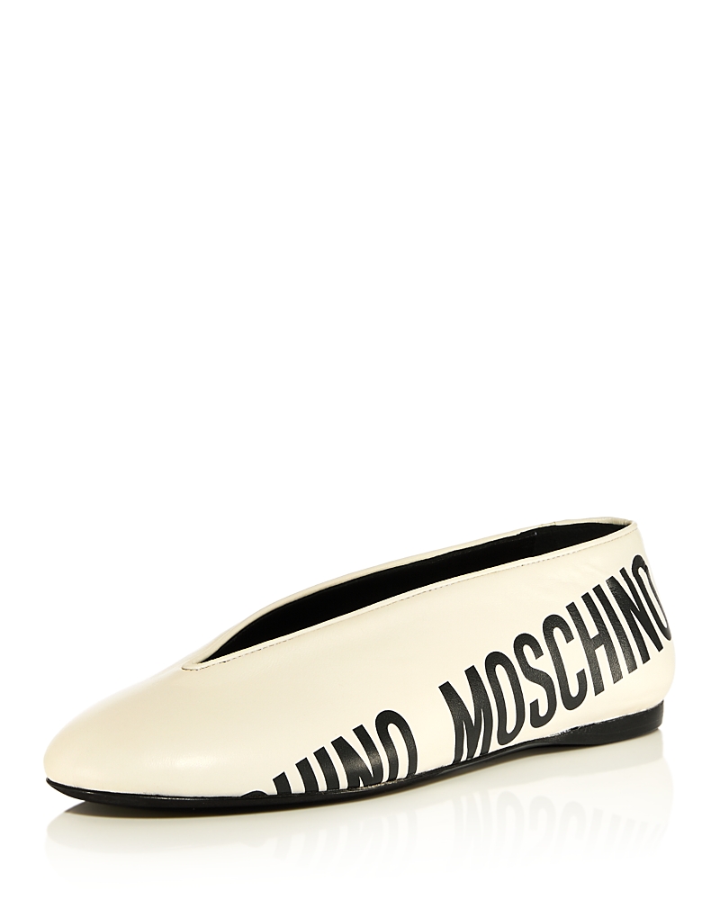 Moschino Women's Ballerina Logo Ballet Flats In White