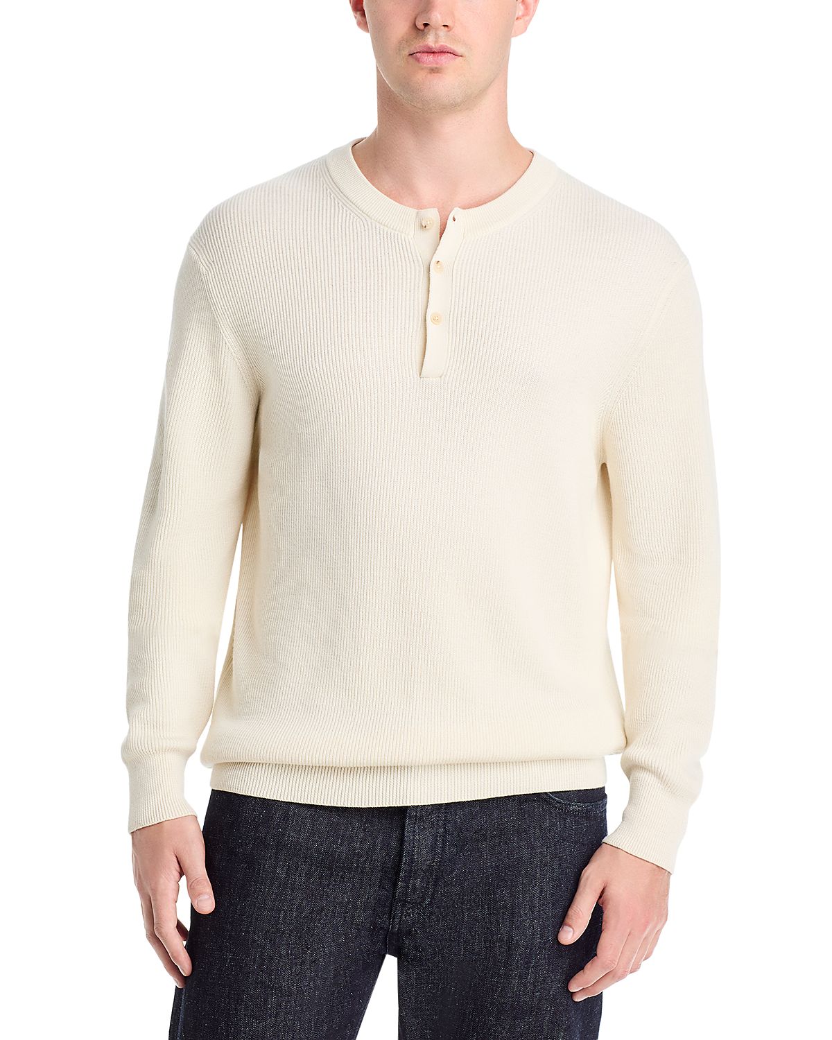 Boss Lenley Wool & Cotton Henley Sweater