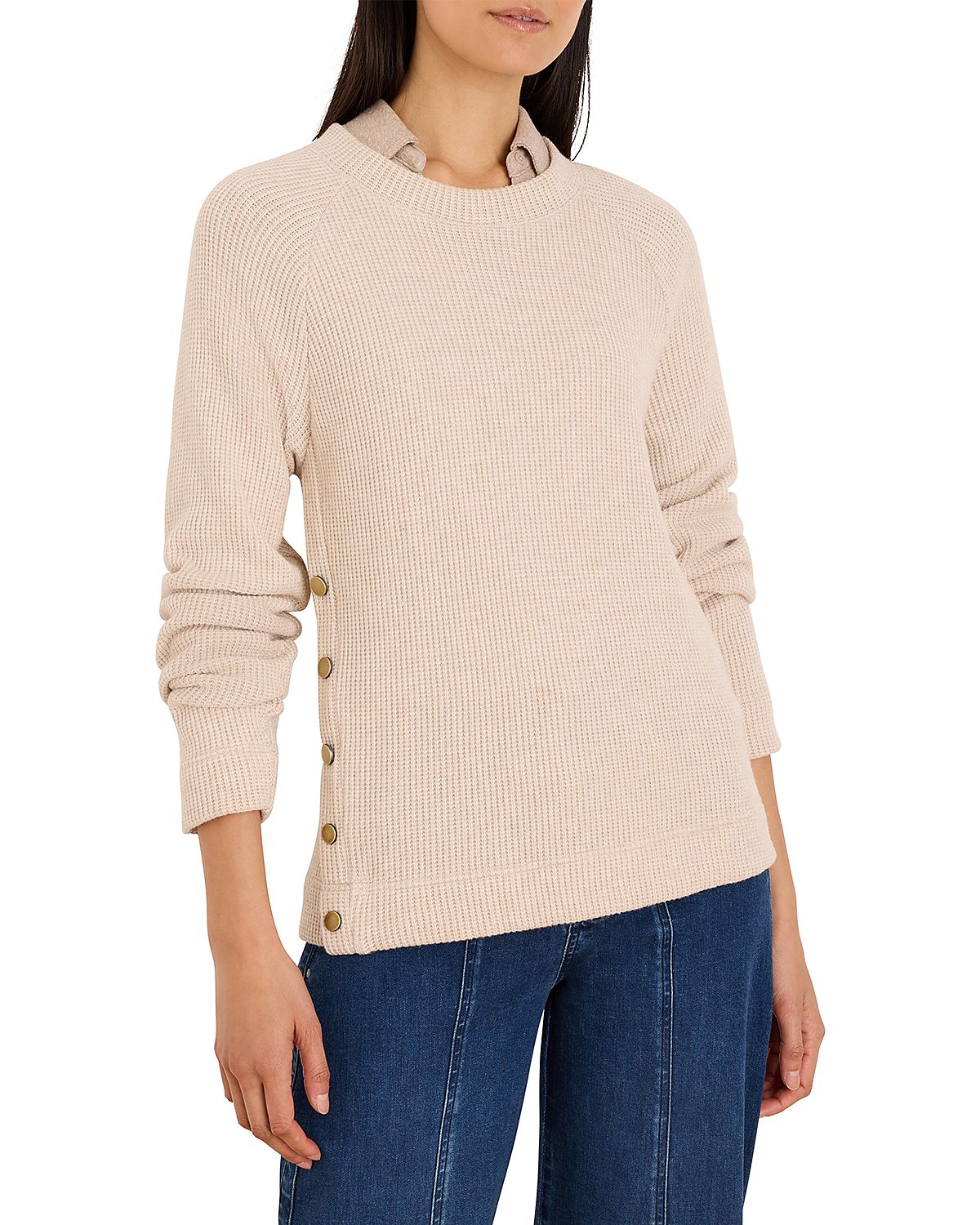 Nic+Zoe Waffle Knit Side Button Top
