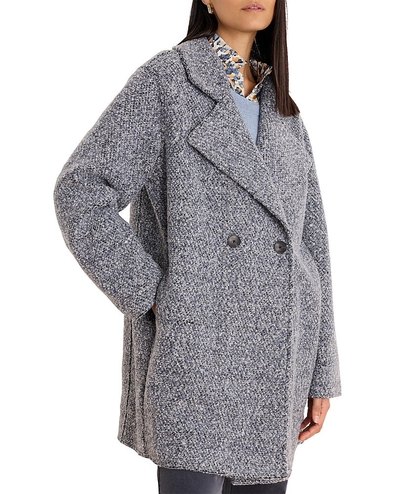 Nic+Zoe Notch Lapel Mixed Boucle Knit Peacoat