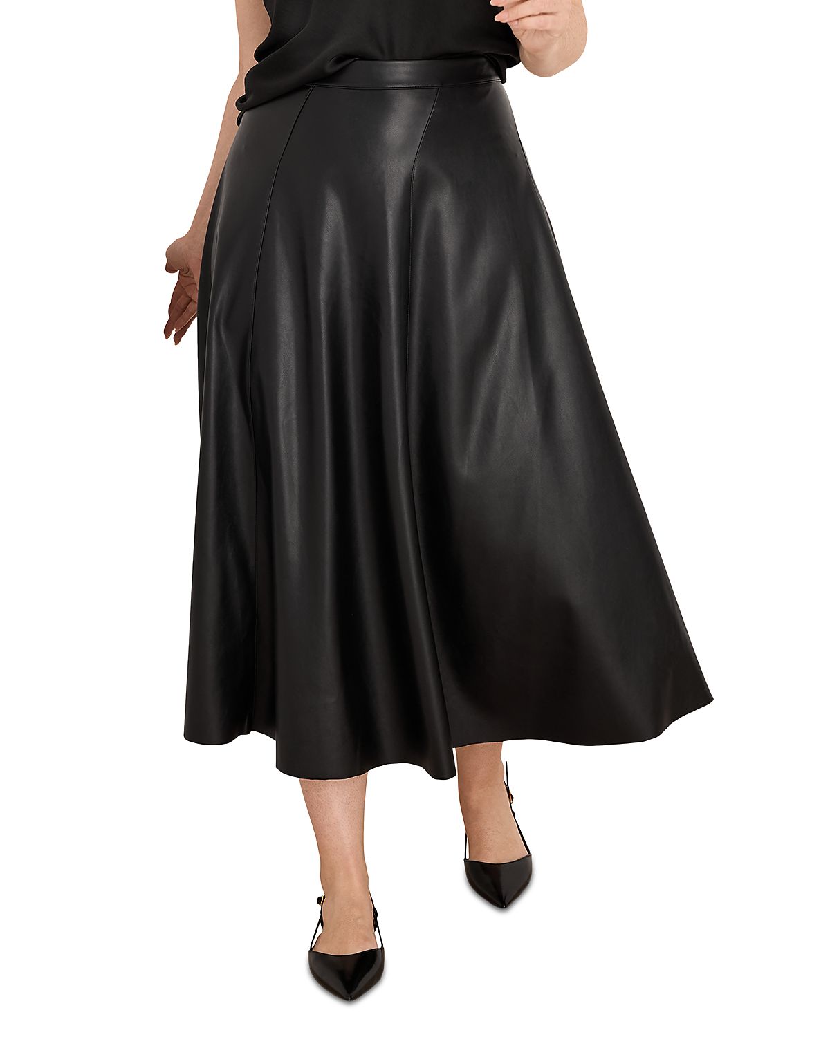 Nic+Zoe Plus Faux Leather Seamed Midi Skirt