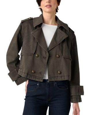 Cropped Denim Trench Coat