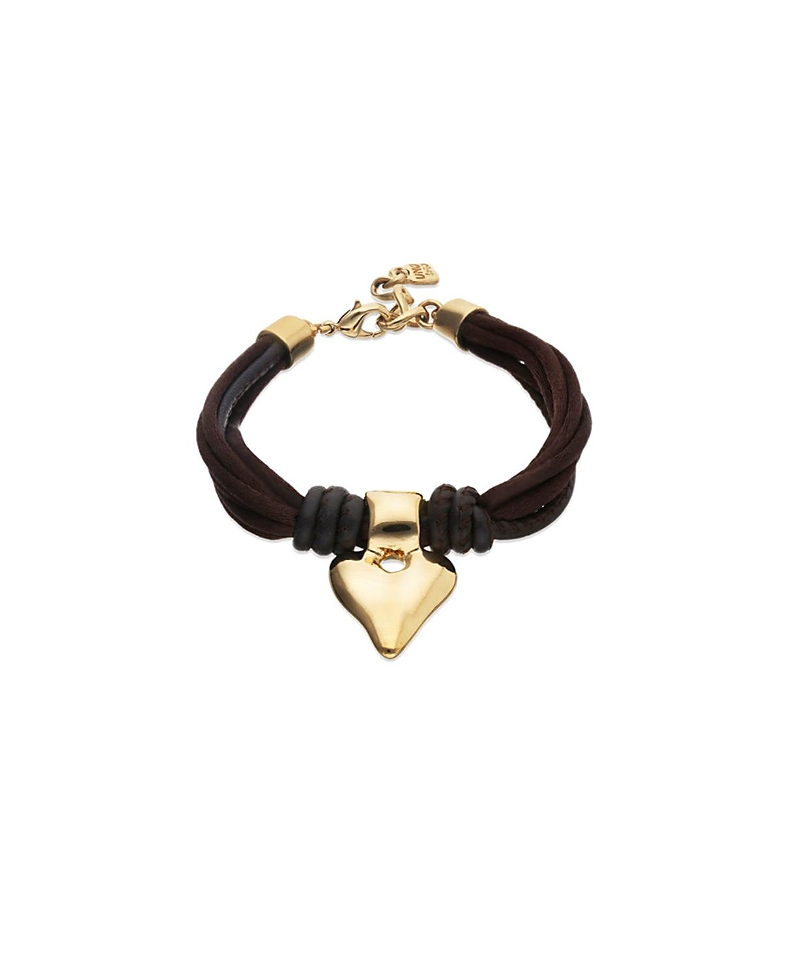 Unode50 Silk-Effect Thread Blend Bracelet with Beige Leather and Heart Detail