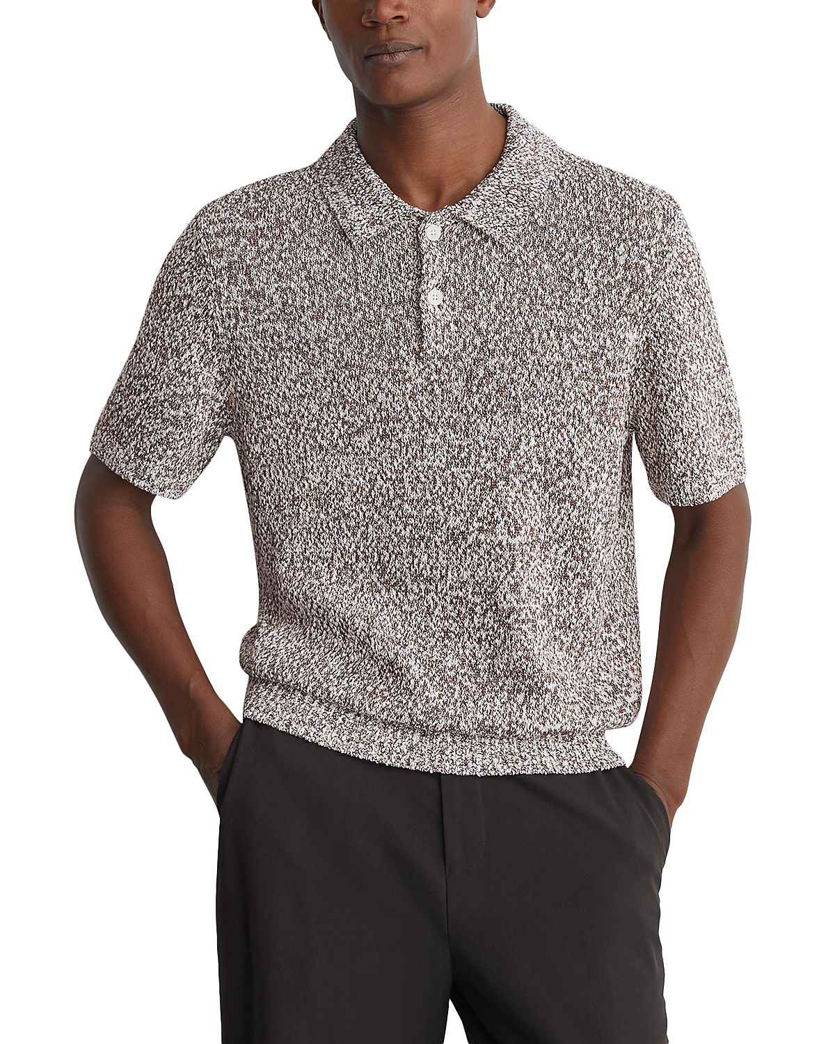 Reiss Marco Marl Knit Short Sleeve Sweater Polo