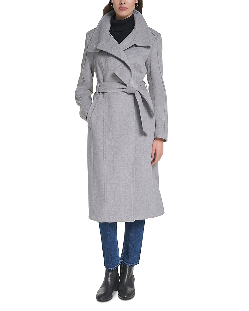 Cole Haan Asymmetric Belted Wool Blend Coat