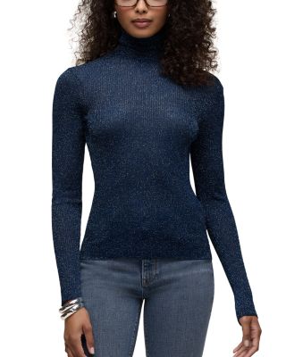 Tanya Metallic Knit Turtleneck Top