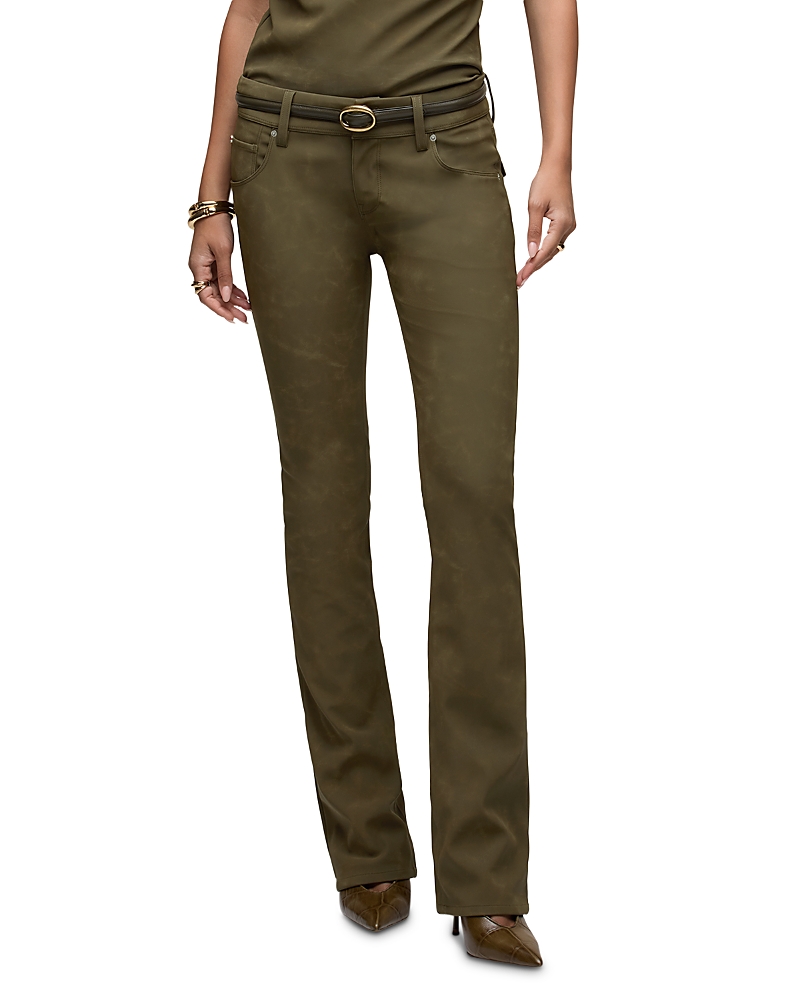 Hudson Beth Faux Suede Low Rise Baby Bootcut Jeans in Washed Green