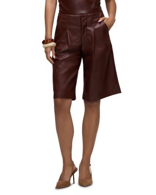 Faux Leather Pleated Trouser Shorts