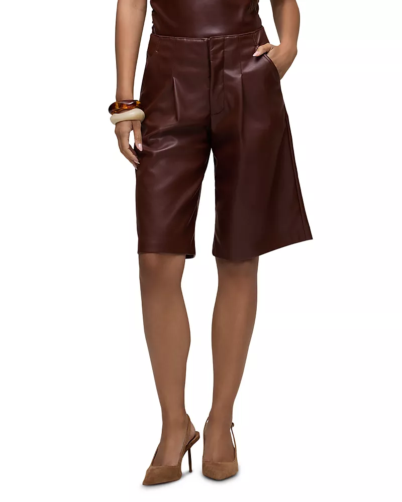Hudson Faux Leather Pleated Trouser Shorts