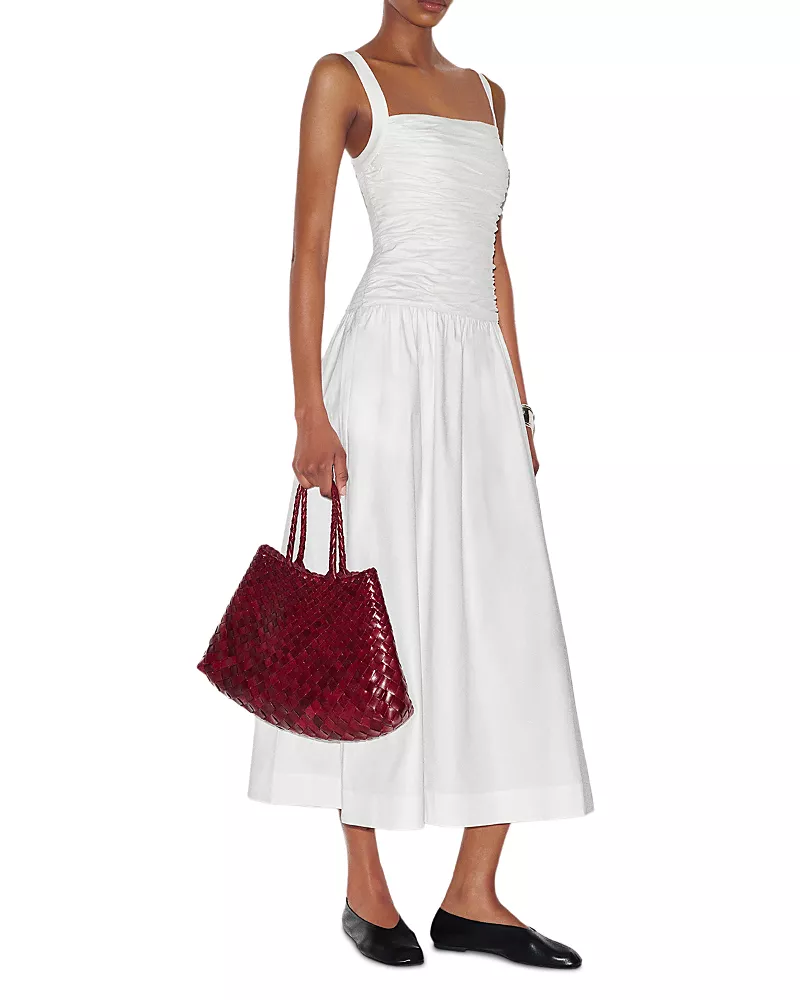 Reformation Nesta Cotton-Blend Square Neck Dress