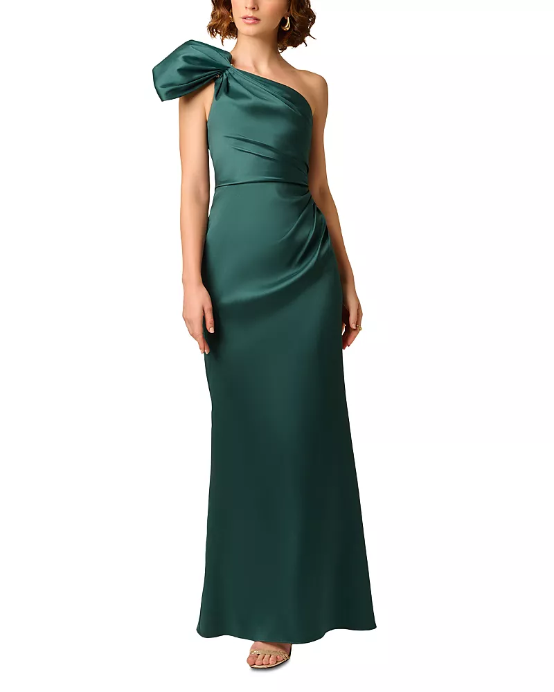 Aidan Mattox One Shoulder Stretch Mikado Gown