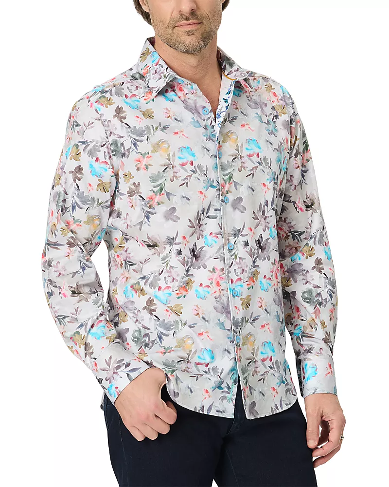 Robert Graham Shadbush Long Sleeve Cotton Stretch Shirt