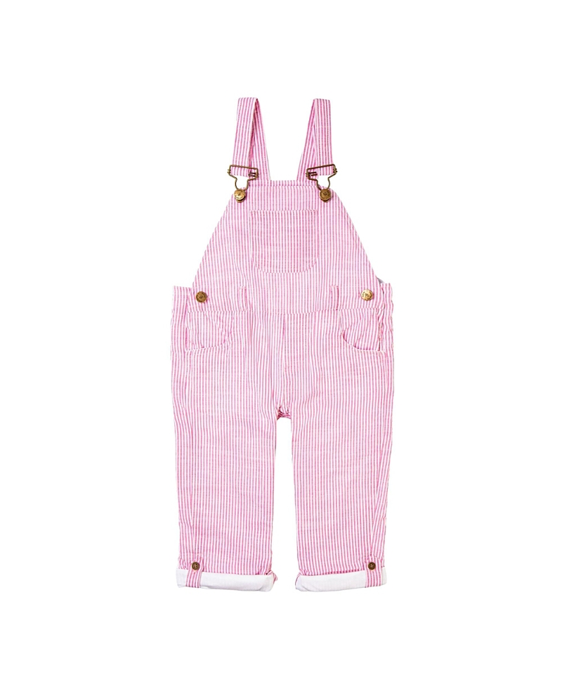 Dotty Dungarees Girls' Seersucker Overalls - Baby, Little Kid, Big Kid In Fuchsia