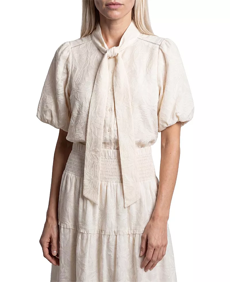 Cartolina Peggy Jacquard Neck Tie Top