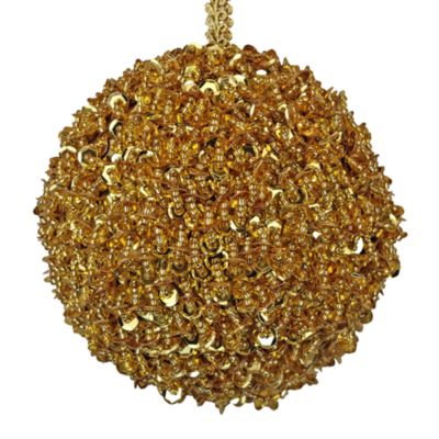 Gold Sequin Ball Ornament - Exclusive