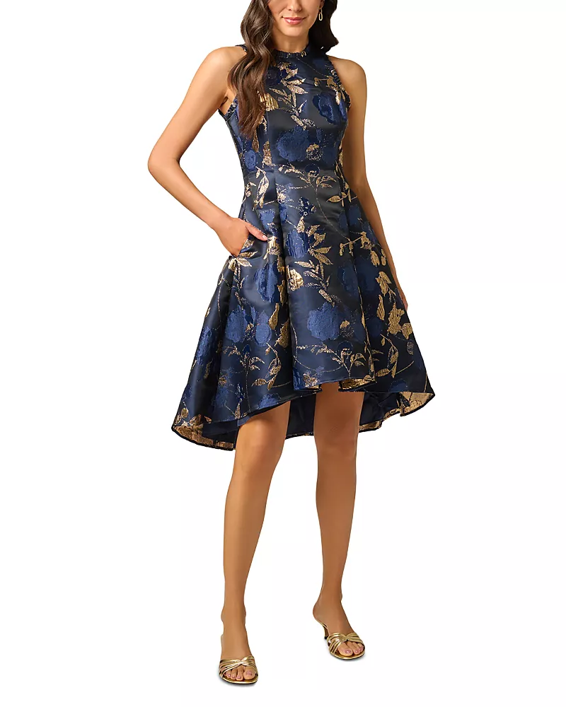 Adrianna Papell High/Low Jacquard Dress