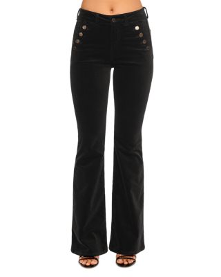 Helena Velvet High Rise Sailor Button Jeans in Black