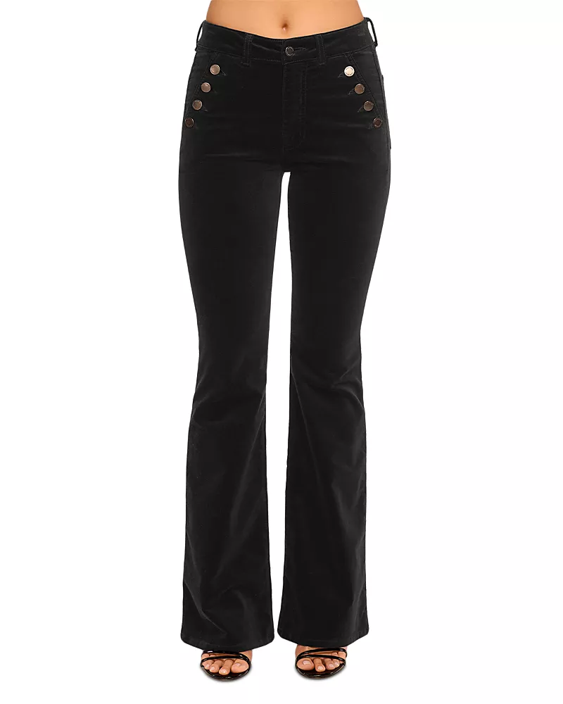 Ramy Brook Helena Velvet High Rise Sailor Button Jeans in Black