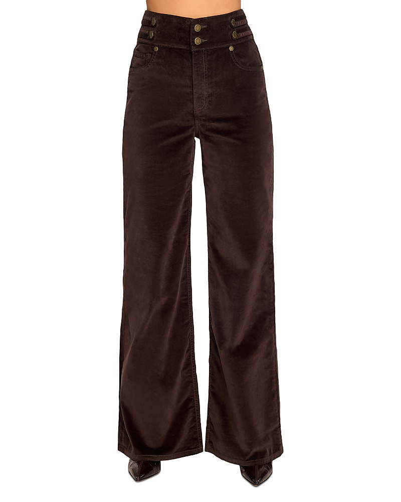 Ramy Brook Liv Velveteen High Rise Wide Leg Jeans in Heritage Brown