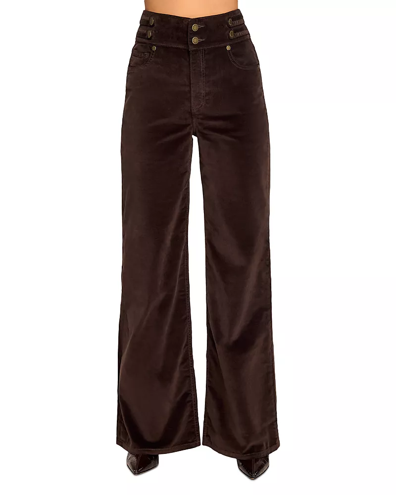 Ramy Brook Liv Velveteen High Rise Wide Leg Jeans in Heritage Brown