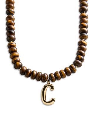 Baublebar Initial Tiger's Eye Beaded Pendant Necklace, 17-20