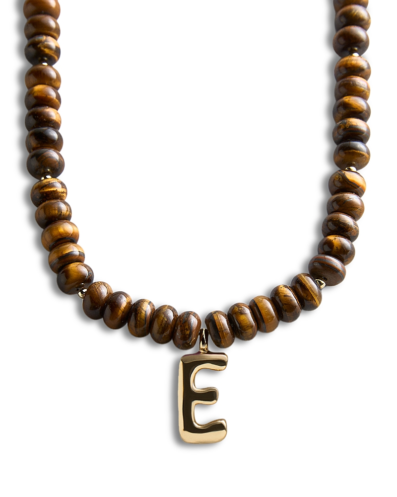 Baublebar Initial Tiger's Eye Beaded Pendant Necklace, 17-20 · OS