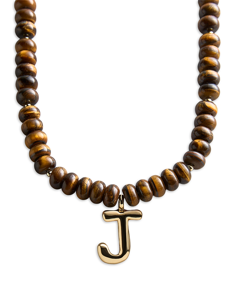 Baublebar Initial Tiger's Eye Beaded Pendant Necklace, 17-20 · OS