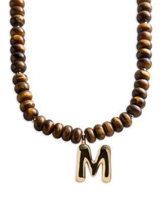 Baublebar Initial Tiger's Eye Beaded Pendant Necklace, 17-20