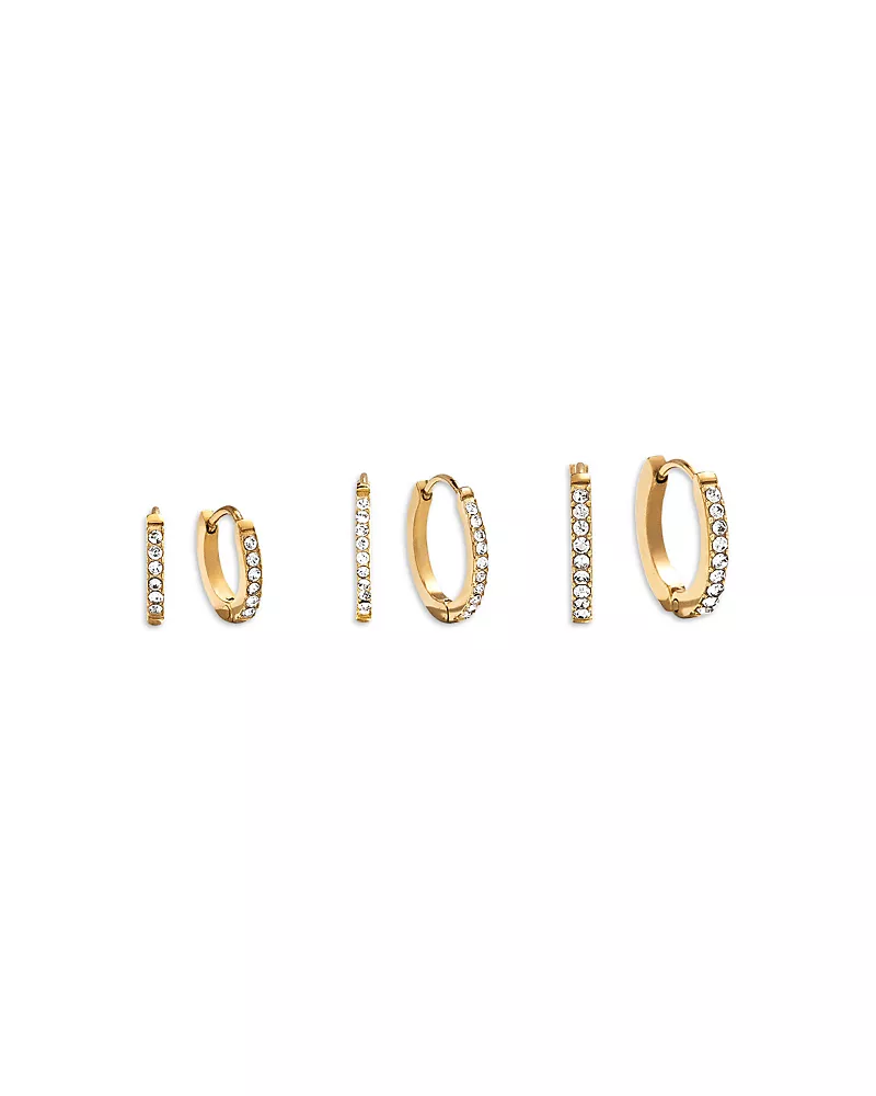 Baublebar Verbena Pave Huggie Hoop Earrings, Set of 3