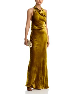 Reannon Velvet Draped Halter Gown