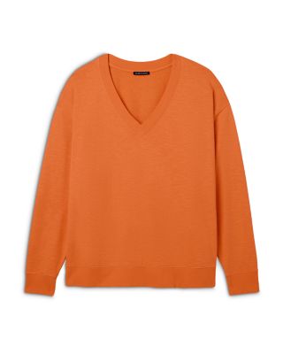 Long Sleeve V Neck Cotton Sweatshirt - thumbnail 10
