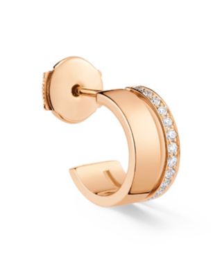 18K Rose Gold Berber Diamond Single Hoop Earring, 0.10 tcw