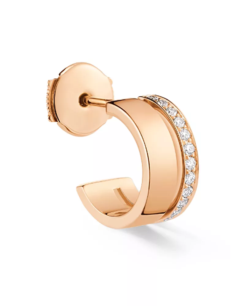 Repossi 18K Rose Gold Berber Diamond Single Hoop Earring, 0.10 tcw
