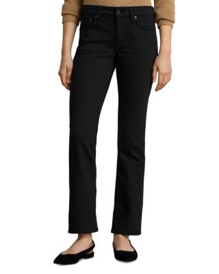 Mid Rise Slim Straight Jeans in Black Wash