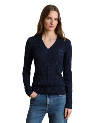 V Neck Cable Knit Cricket Sweater